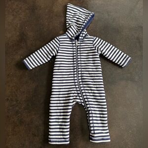 Hanna Andersson Striped Hooded Reversible Fleece One Piece- 80cm 18-24 months